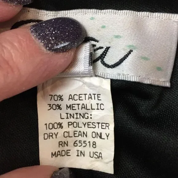 Patra Tiered Dress Womens‎ 16 Rhinestone Collar Black Silver Sparkle Long Sleeve - Picture 6 of 9